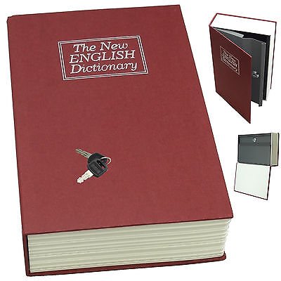 Large Red Book Safe with Key Lock - Disguised as Dictionary for Valuables