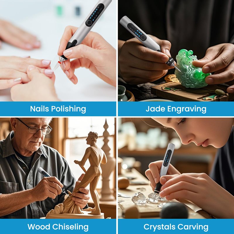 Cordless Engraving Pen Kit with 48 Bits & 4 Stencils - USB-C Rechargeable, Metal & Wood Engraver