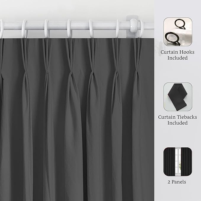 Blackout Pinch Pleat Curtains with Thermal Insulation and Room Darkening Option