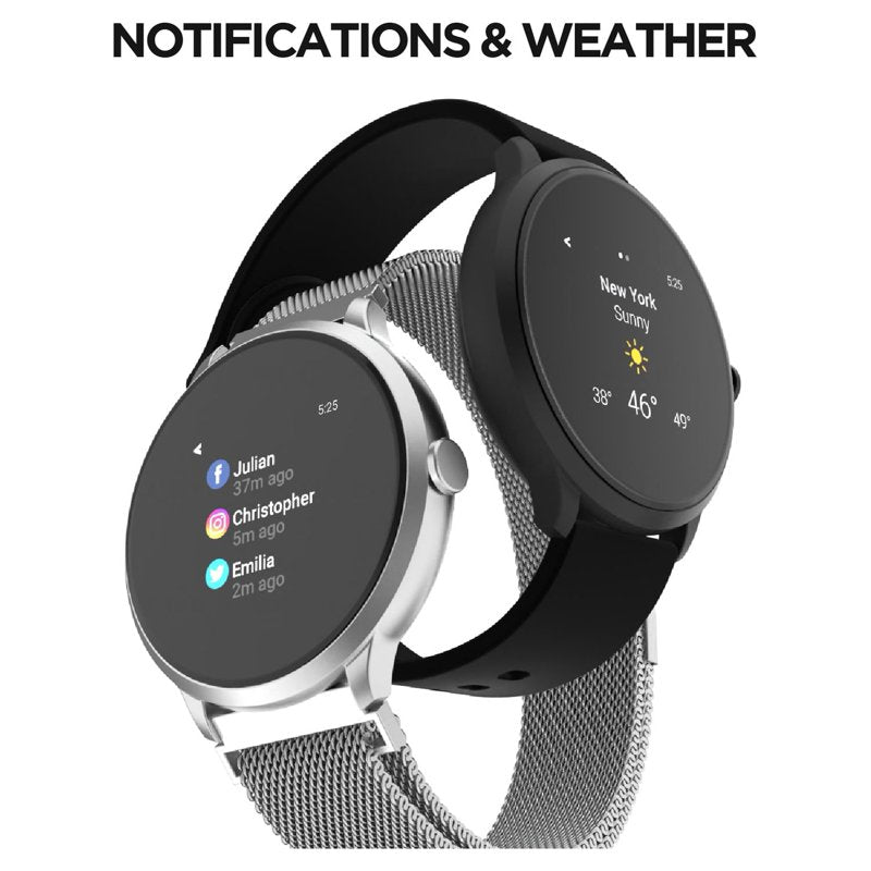 Smart Watch & Fitness Tracker for Women & Men, 43mm Sport Watch with Perforated Strap