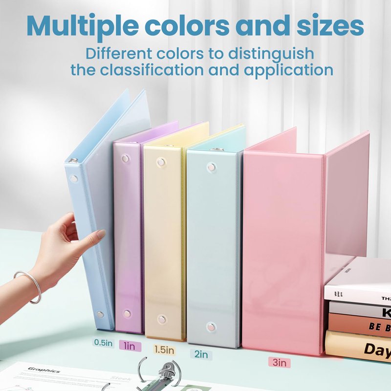2 Inch 3-Ring View Binders Set of 4 Assorted Colors - Holds 450 Sheets Each