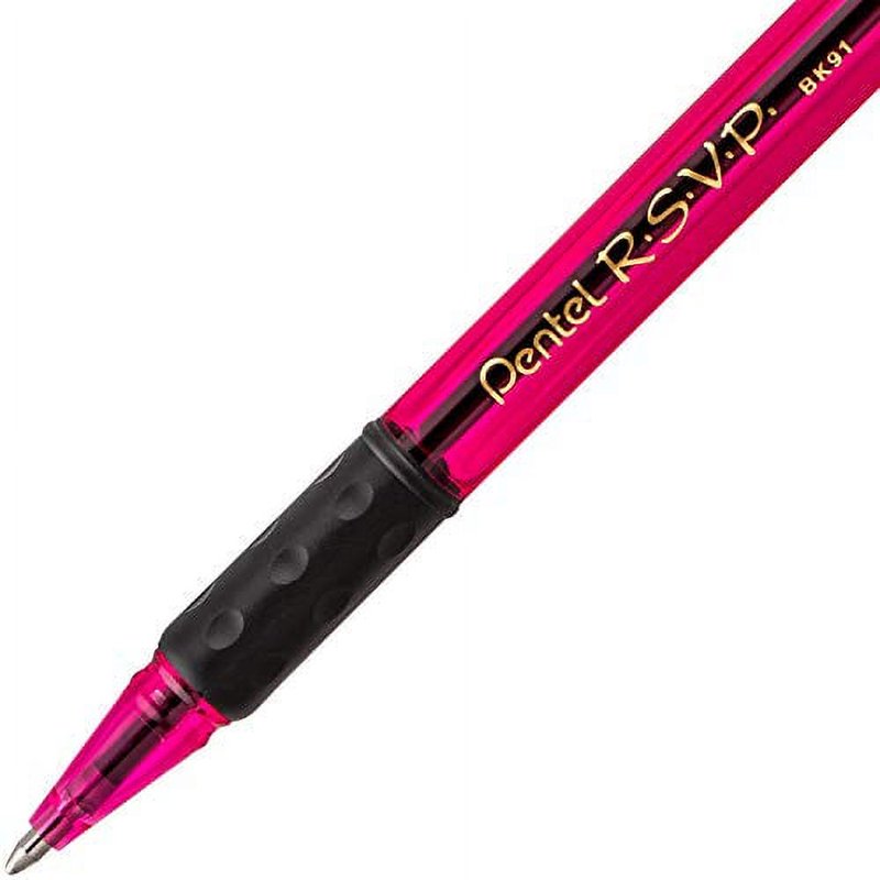 Pentel Razzle-Dazzle Refillable Ballpoint Pen - Black Ink, Pink Barrel