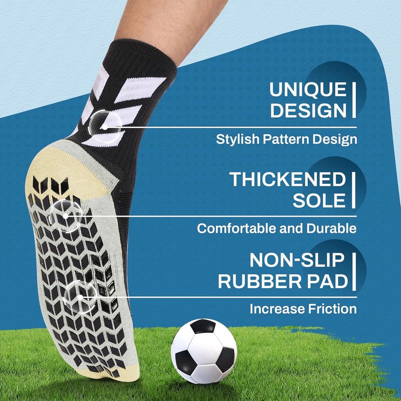 MENDENG Grip Socks Soccer/Football Non-Slip Set: Black & White (Variation: BlackWhite-Set01)