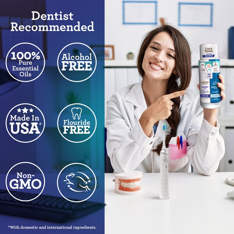 Whitening Dual Chamber Mouthwash - Fluoride & Alcohol-Free, Wild Mint, 20 fl oz