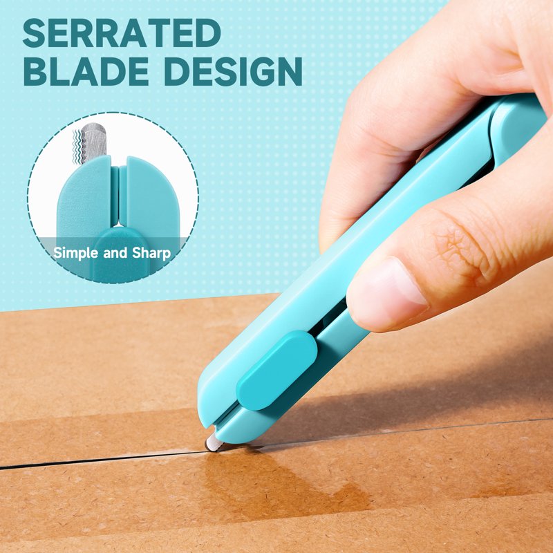 Multipurpose 2-in-1 Scissors & Retractable Box Cutter Set - 4 Pack