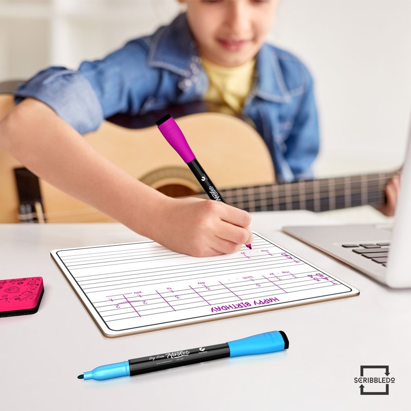 Music Staff Whiteboard - Double-Sided Dry Erase Board for Music Practice 9x12