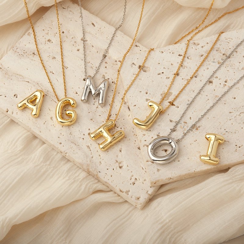 Personalized Balloon Letter Necklace for Women Girls - Initial G, Silver or Gold