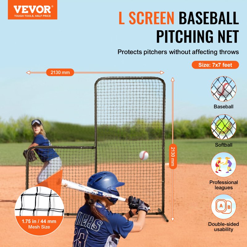 Baseball & Softball Pitching Screen 7x7 ft Portable Safety Net with Carry Bag