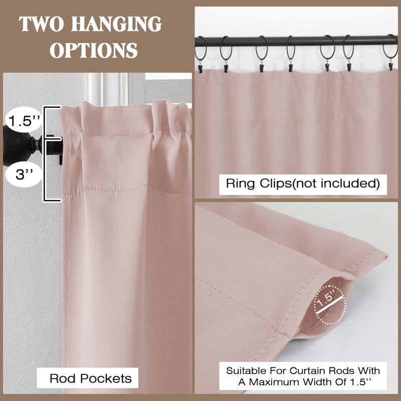 Room Darkening Window Valances 2 Pcs - Short Kitchen & Bedroom Curtains