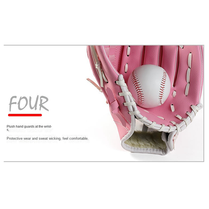 10.5 Inch Baseball Glove Fielding Glove for Softball & Baseball Pink PU
