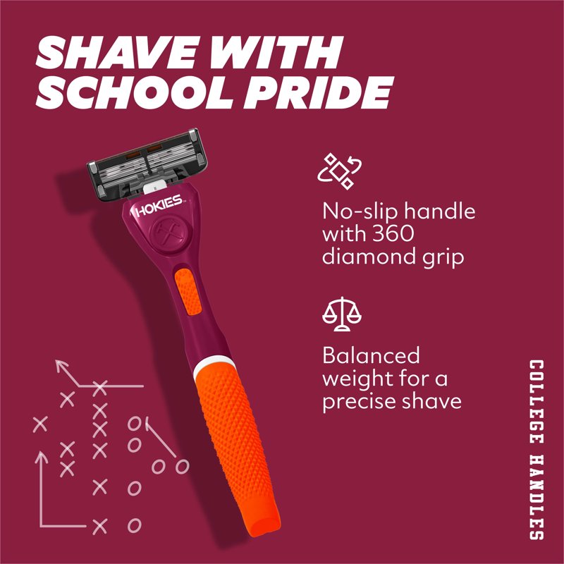 6-Blade Razor Starter Set with Diamond Grip Handle - Reusable Shaving Kit