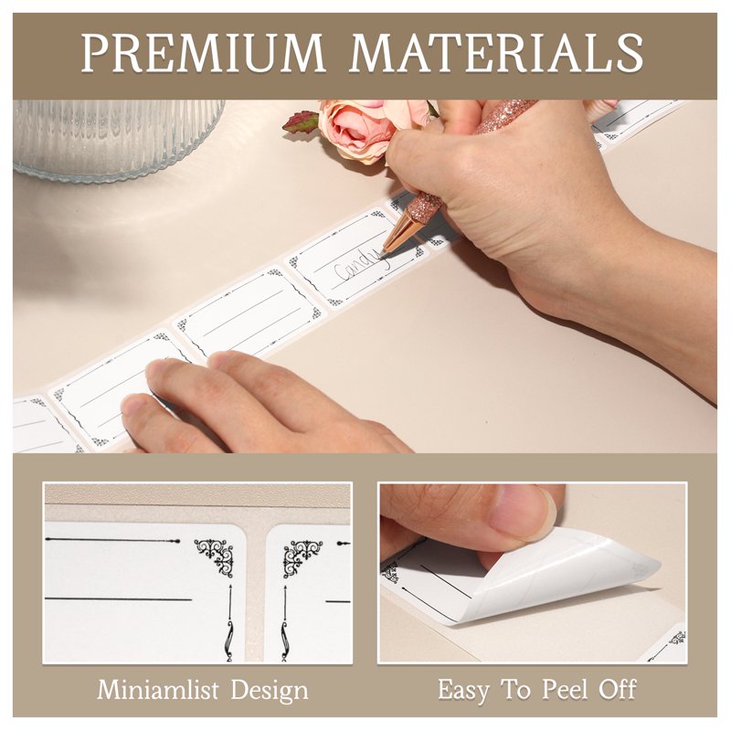 Waterproof Food Labels - Removable Stickers for Jams, Containers, Freezer, 1200 pcs