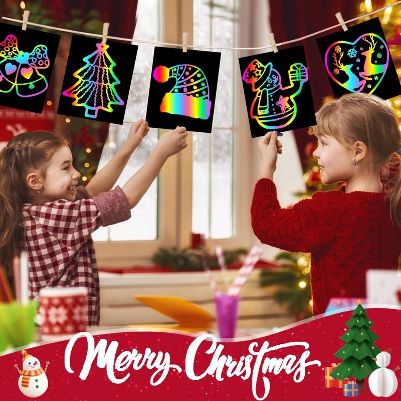 Rainbow Scratch Art Notes Set - 100 Colorful DIY Note Cards for Kids and Craft Projects