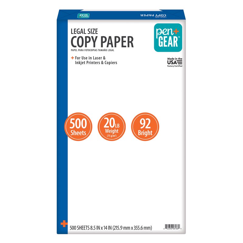 Legal Size Copy Paper 8.5x14 White 92 Bright 20 lb Ream 500 Sheets