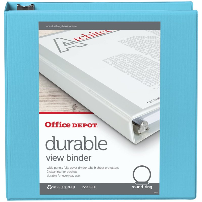 2-Inch Nonstick Round-Ring View Binder - Recycled Office Organization