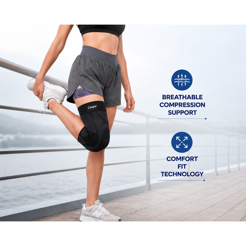Full Leg Compression Sleeve with Non-Slip Strap - Support for Men & Women
