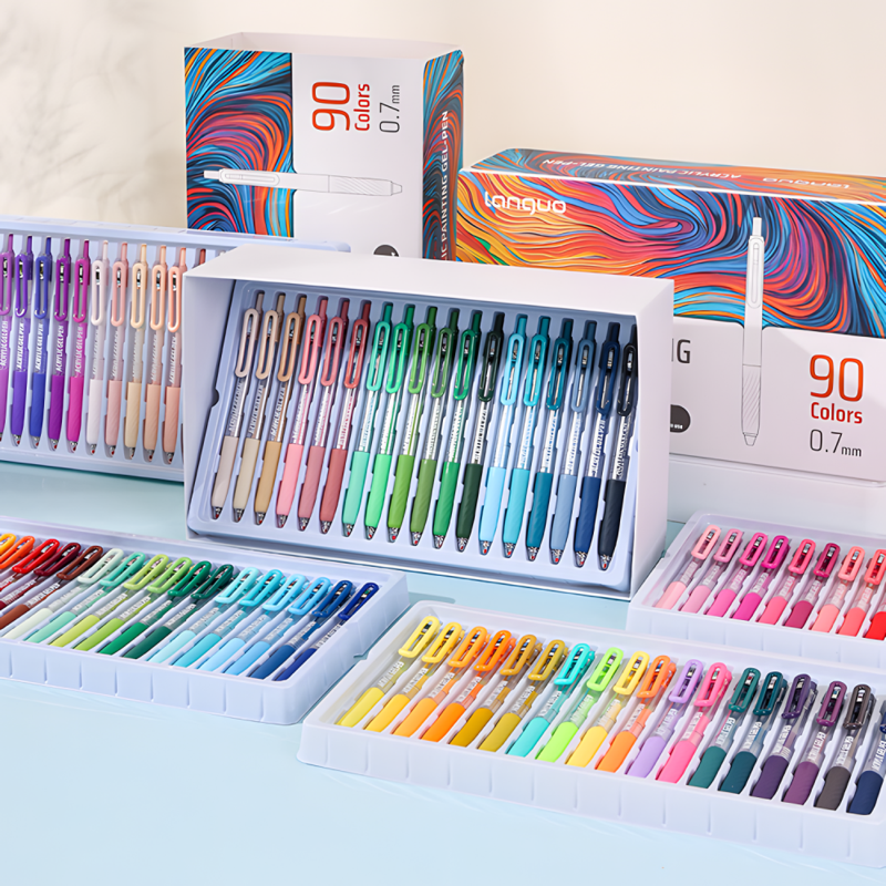 Acrylic Gel Pen Set - Retractable 0.7mm Tip, Large Capacity, Multicolor for Art & Journaling