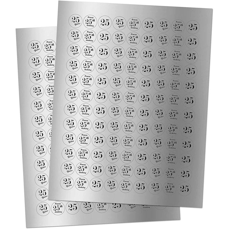 25th Birthday Kisses Stickers Set - Gold Foil Labels for Party Favors, Envelopes & Decorations, 216 Self-Adhesive 0.75-inch Circles