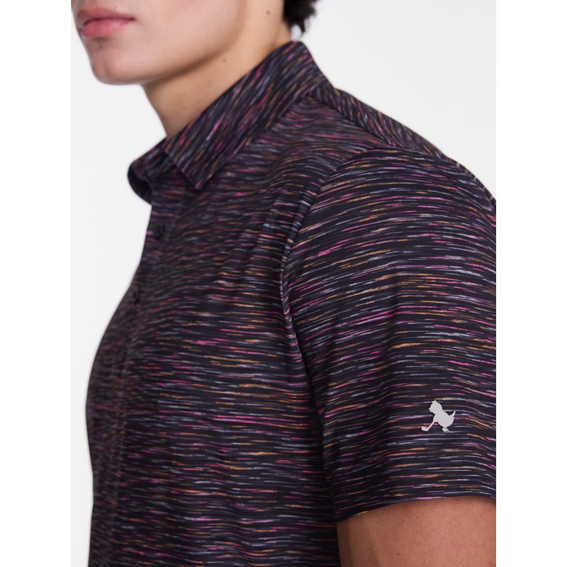 Men's Melange Print Golf Polo Shirt with UPF 50+ Sun Protection