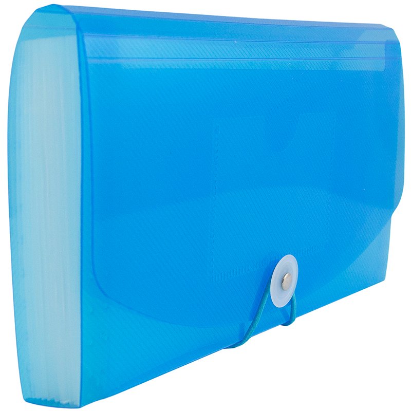 Blue 13-Pocket Expanding File Folder for Documents and Receipts
