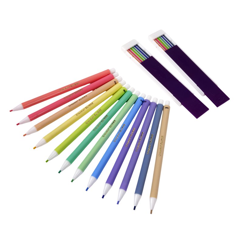 Pastel 12-Color Mechanical Colored Pencil Set with 24 Refills - 2.0mm Clicker Pencils (Variation: Pastel)