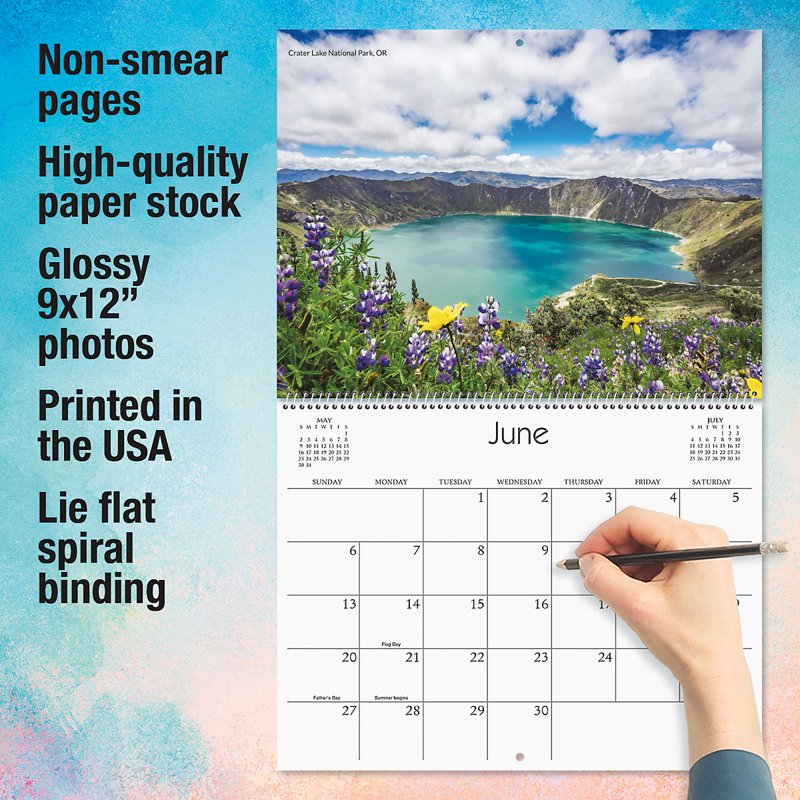 National Parks Wall Calendar 12x9 Inch Closed 18x12 Open Spiral-Bound Office & Home
