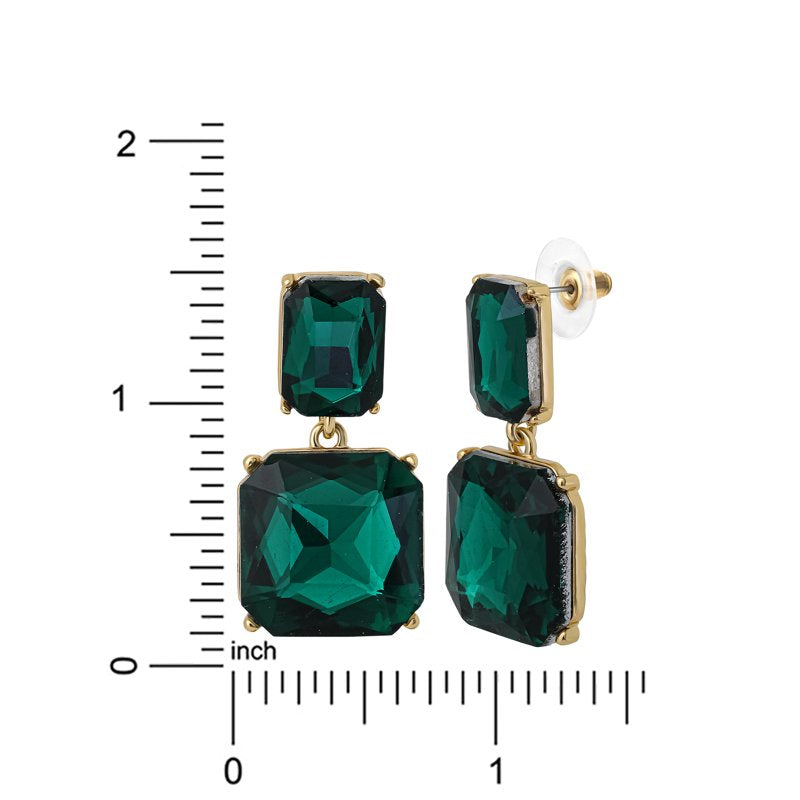 Jessica Simpson Green Stone Drop Earrings Double Drop Statement Jewelry