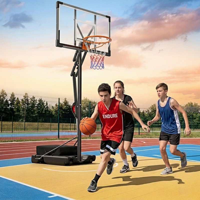 Adjustable Portable Basketball Hoop System for Kids & Adults, 33 Inch Backboard
