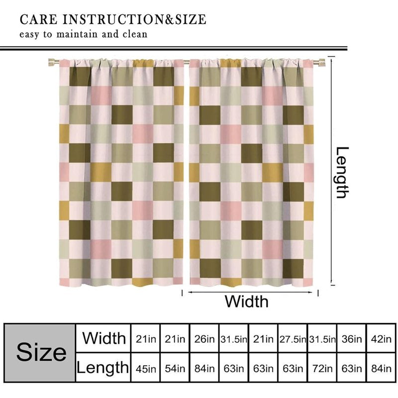 Colorful Plaid Curtain Set - Insulated Window Treatments for Living Room & Bedroom