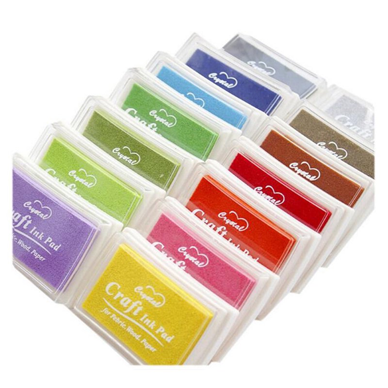 12pcs Multi-Colored Ink Pad Set for DIY Crafts and Stamp Projects