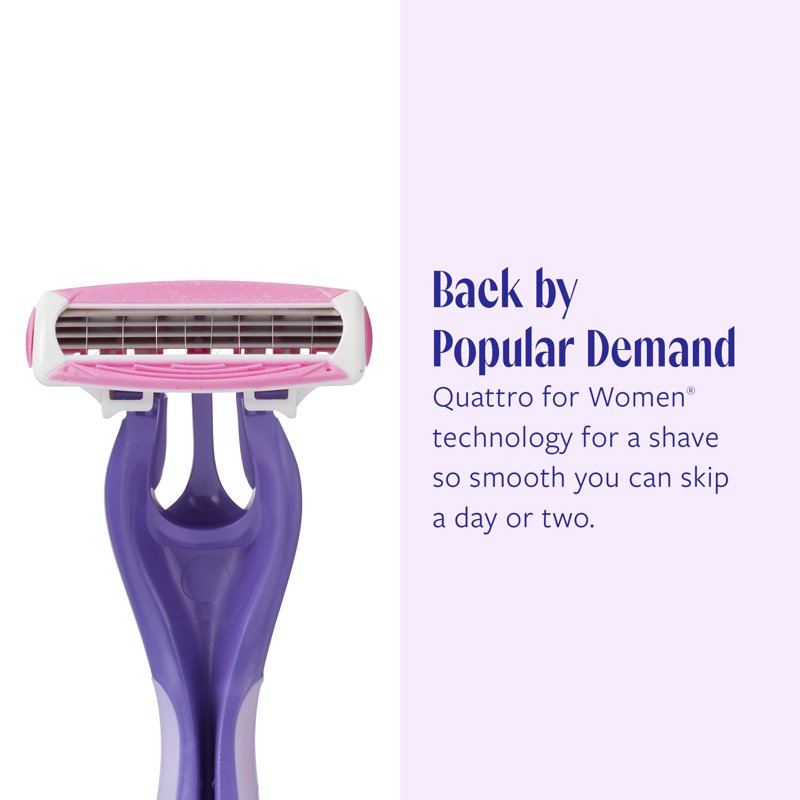 Disposable Women's Razor Set - Exotic Violet Blooms 4-Blade, Multipack