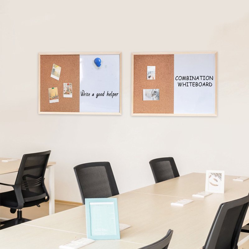 Magnetic Whiteboard Cork Board Combo 15.7x11.8 Inch Bulletin & Memo Board