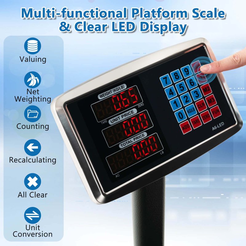 Digital Platform Scale with Price Calculator 660lbs LB/KG Conversion