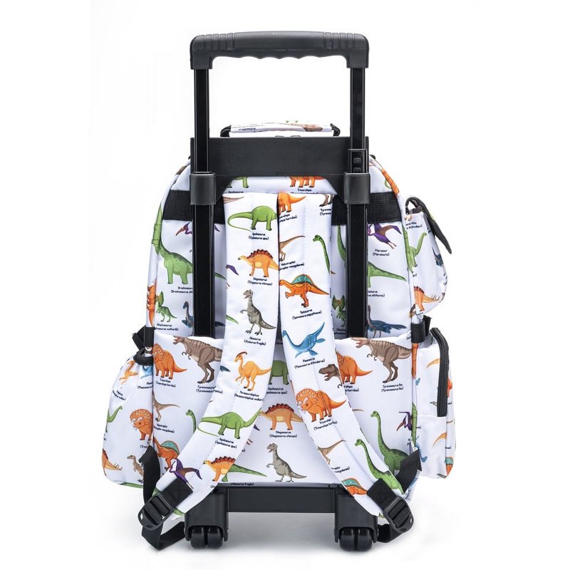 Unisex Rolling Backpack for School Travel and Commuting - Dinosaur Print, 18.5x13x6 Inches