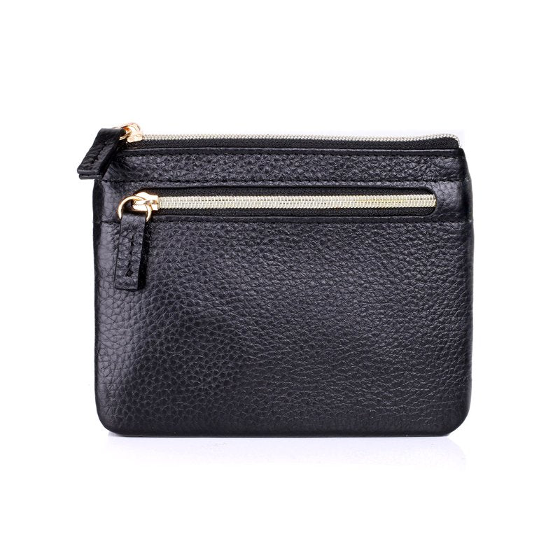 Leather Card & Coin Case for Women - ID Wallet with Zipper & Slots