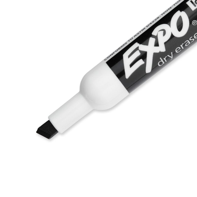 Dry Erase Markers with Chisel Tip - Black, Low Odor, 4 Pack