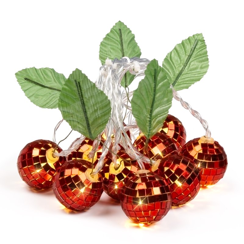 Disco Cherry String Lights 8.5 Ft Battery-Powered LED Decor for Parties & Bedrooms