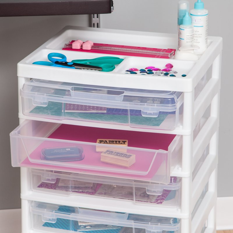6-Tier Scrapbook Storage Cart with Organizer Top for 12x12 Paper, Art Supplies