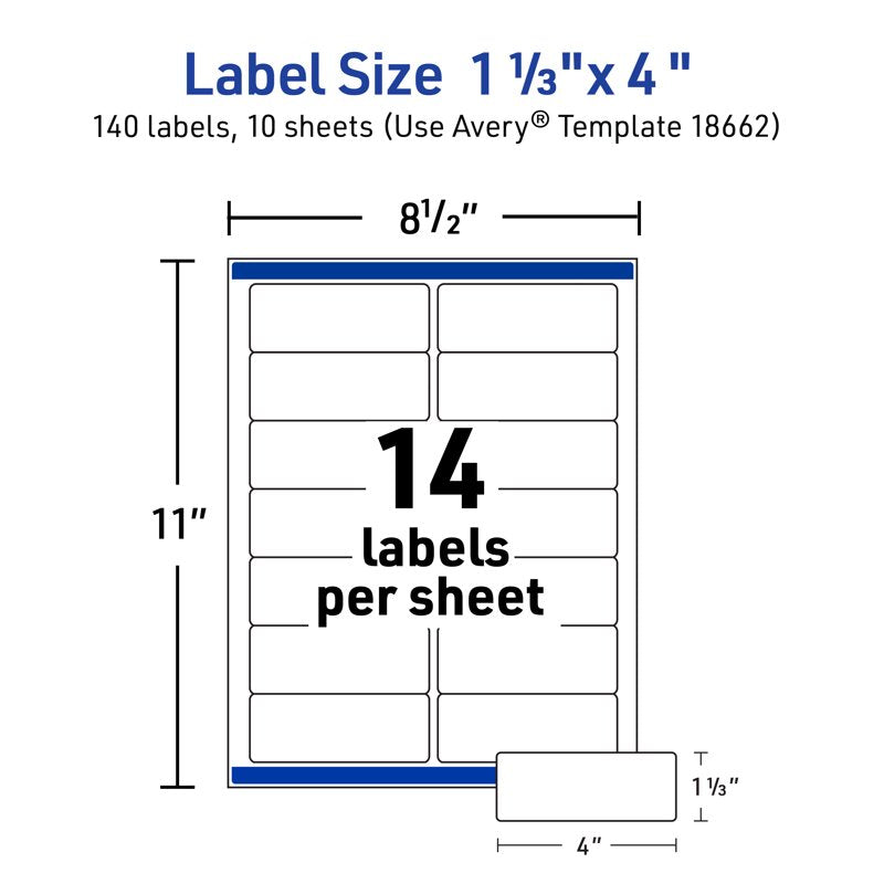 Clear Address Labels 1-1/3 x 4 Inches, Matte Finish, 140 Labels for Inkjet Printers
