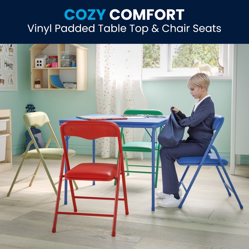 Kids Folding Table and Chairs Set - Multicolor Classroom Furniture for Preschool