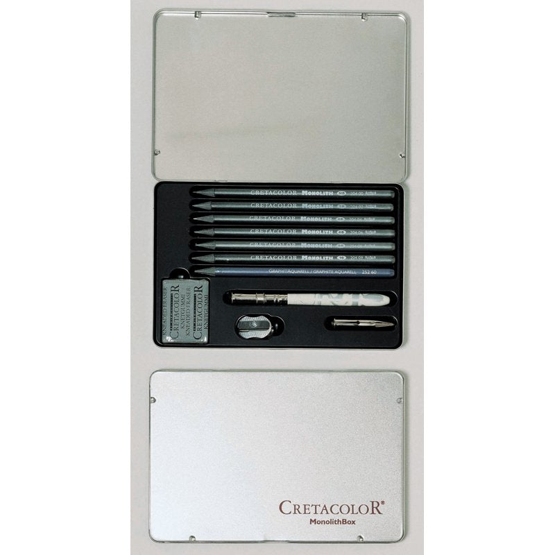 Cretacolor Monolith Graphite Pencil Tin Box Set - 11 Pieces for Drawing