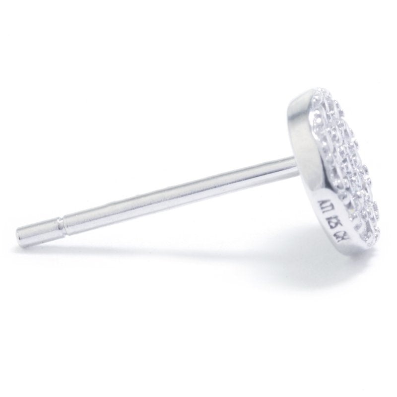 Sterling Silver Cubic Zirconia Pave Round Stud Earrings for Women & Teens
