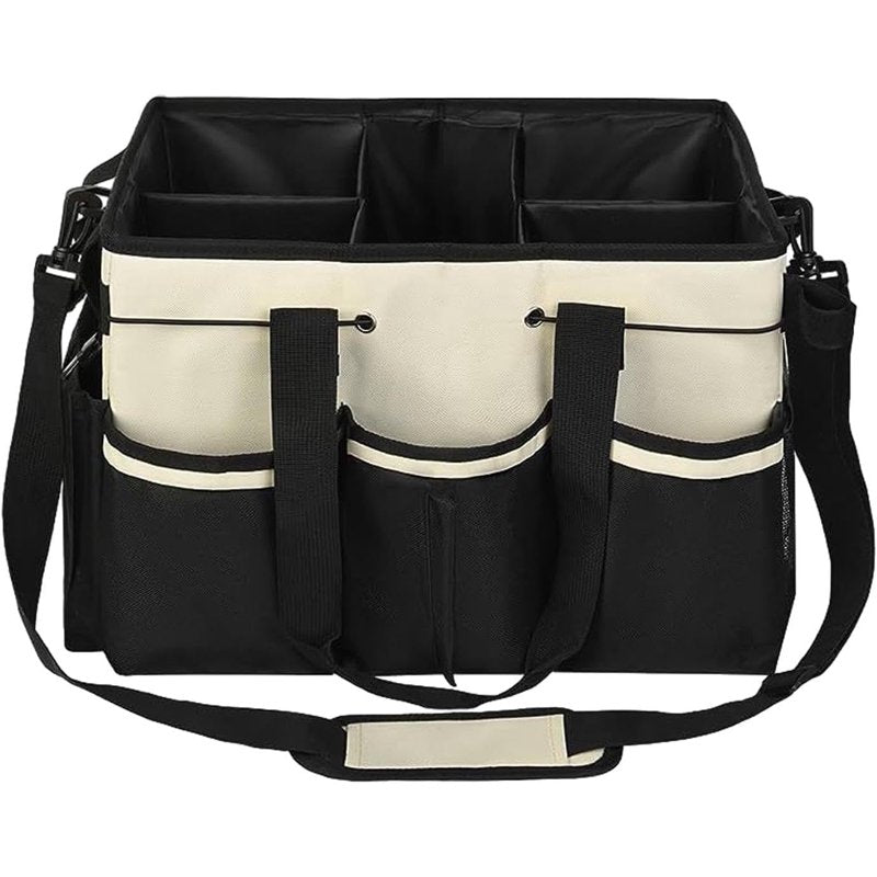 Foldable Cleaning Caddy Bag for Housekeepers with 5 Compartments - Water-Resistant Organizer Tote