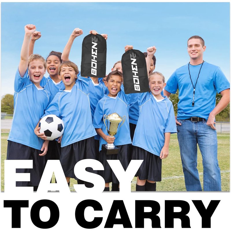 BOHEN 6x4FT Portable Soccer Goal with Net, Stakes & Carry Bag - Black
