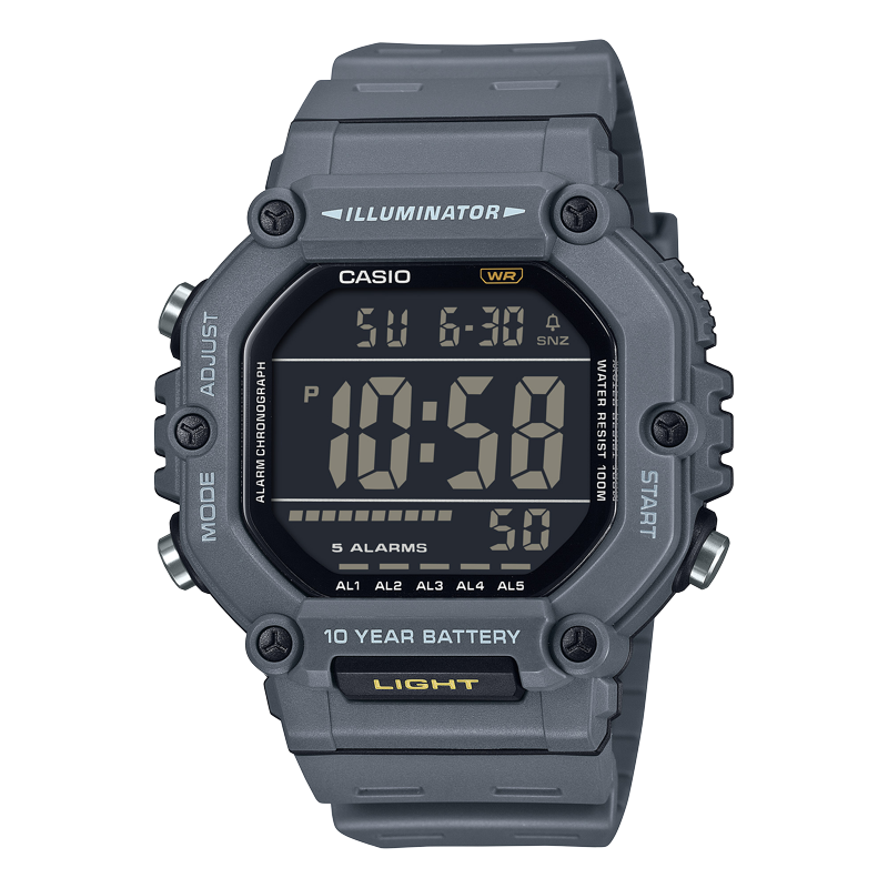 Digital Wristwatch with 10-Year Battery Water Resistant Stopwatch Gray