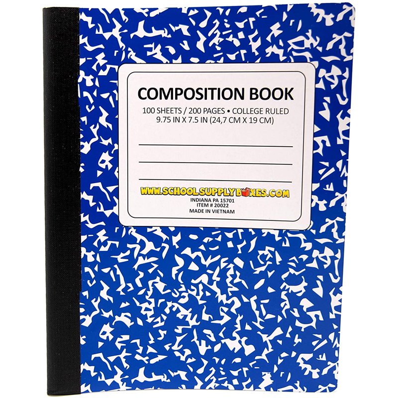 College Ruled 5-Book Bundle: Composition Books (100 Sheets each) – Classic Marble Cover