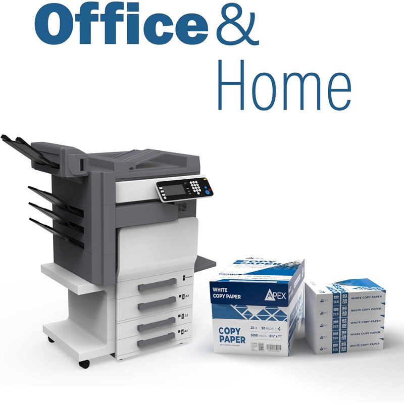 Apex White Copy Paper 8.5 x 11 Inches - Multipurpose Printer Paper, 10 Reams Case