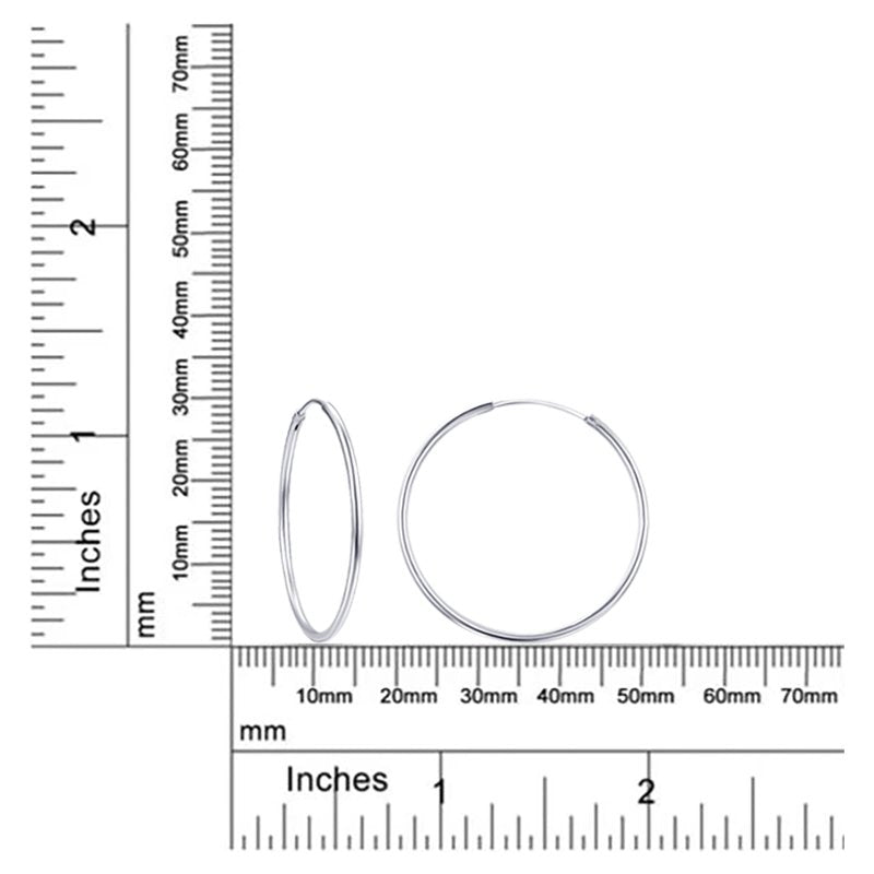 Sterling Silver Endless Hoop Earrings Set - 17mm, 24mm, 30mm Jewelry