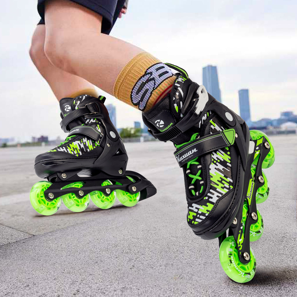 Kids & Adults Adjustable Light-Up Inline Skates for Outdoor Fun