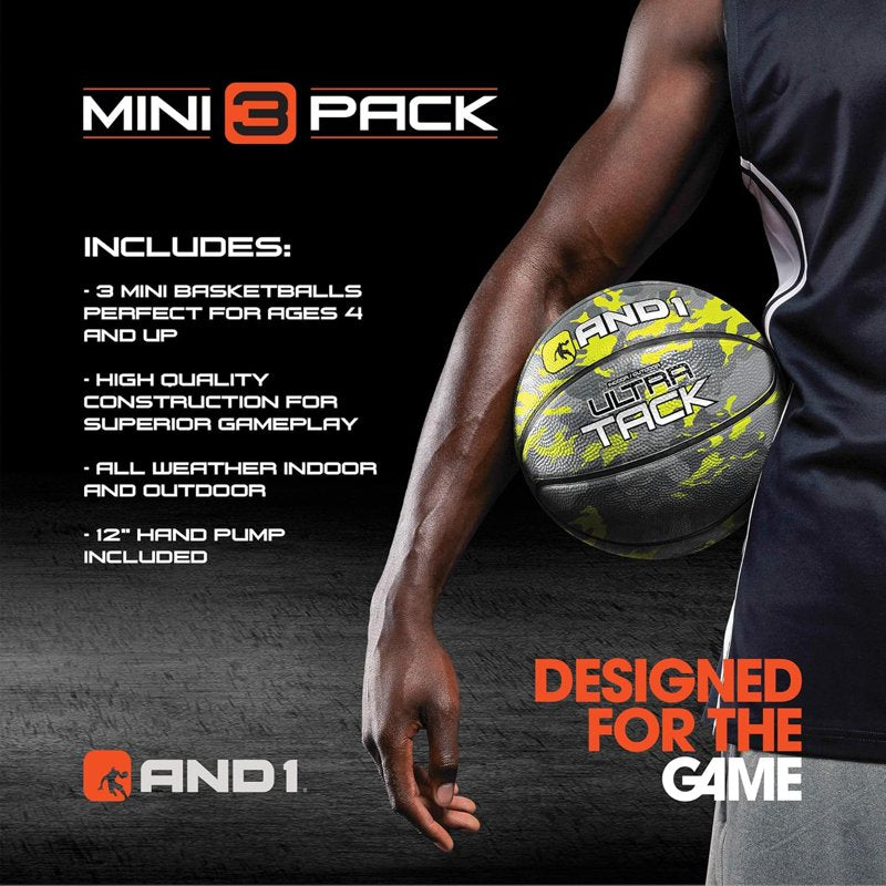 Mini Basketball Set 3-Pack for Kids - 7 Inch Youth Size with Pump, Indoor & Outdoor Play